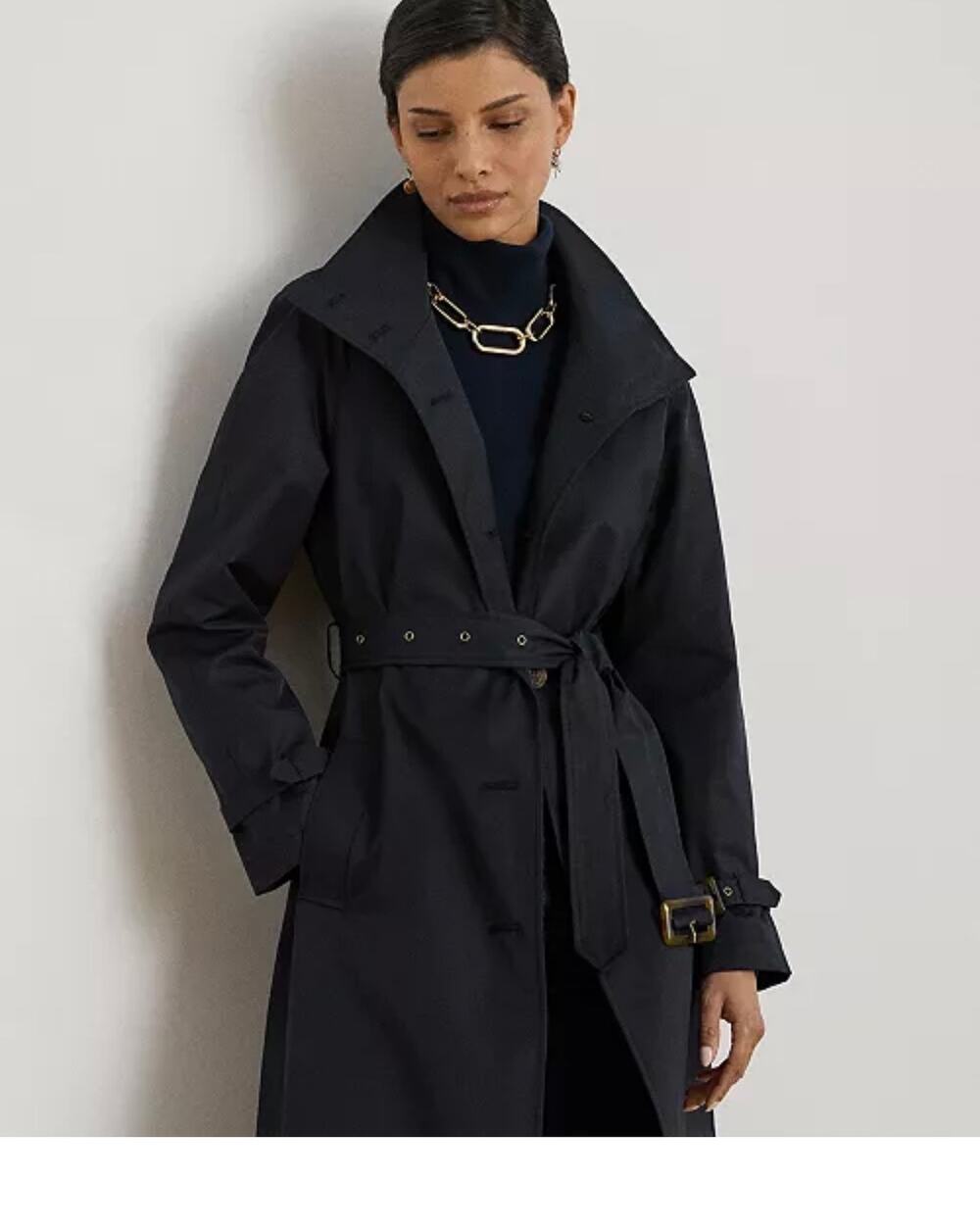 Lauren Ralph Lauren Women's Single Breasted Belted Trench Coat large NEW - Picture 1 of 5